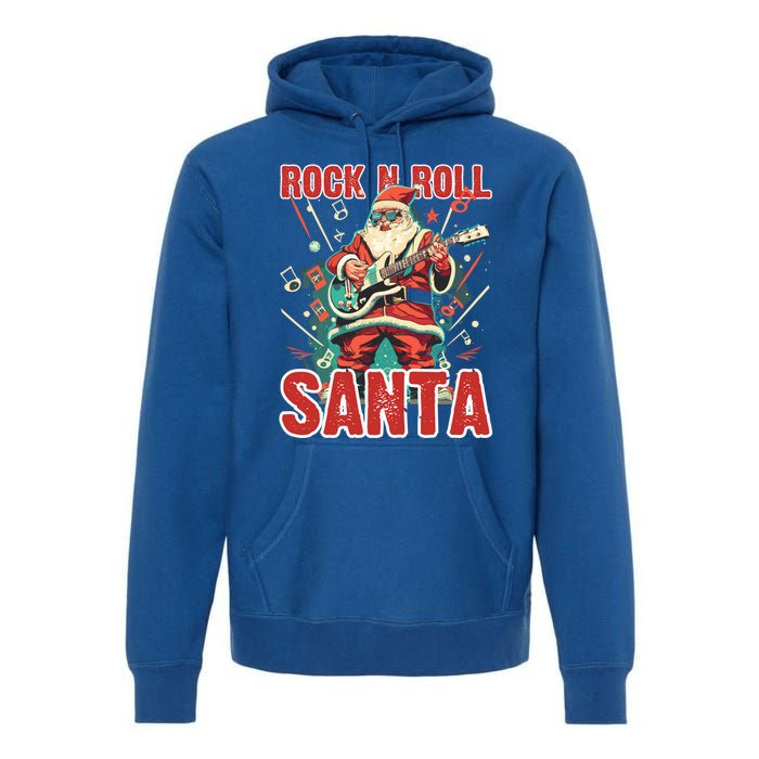 Rock N Roll Santa Playing Guitar Christmas Gift Premium Hoodie