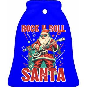 Rock N Roll Santa Playing Guitar Christmas Gift Ceramic Bell Ornament