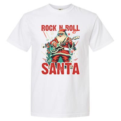 Rock N Roll Santa Playing Guitar Christmas Gift Garment-Dyed Heavyweight T-Shirt