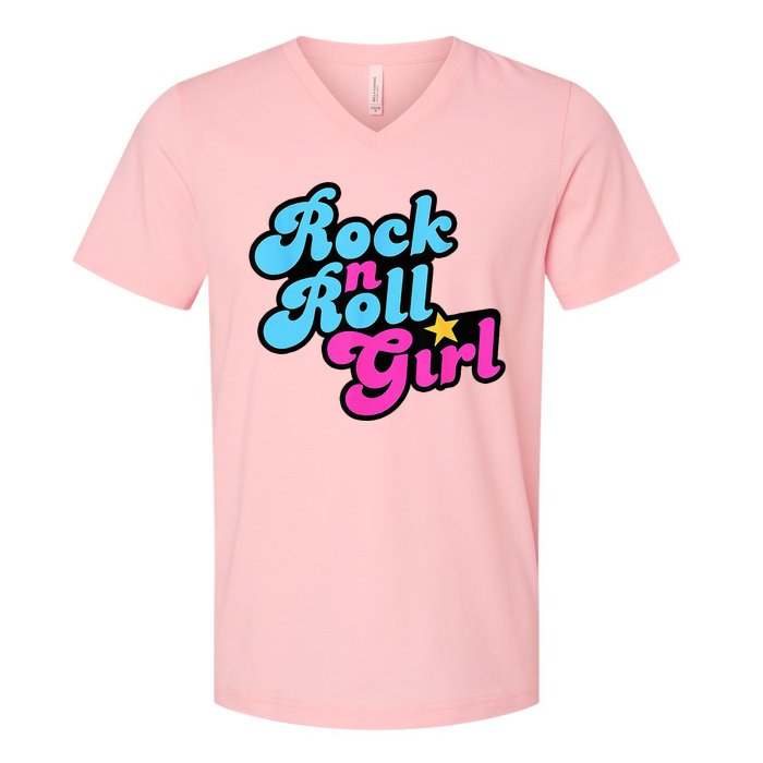 Rock N Roll Girl V-Neck T-Shirt