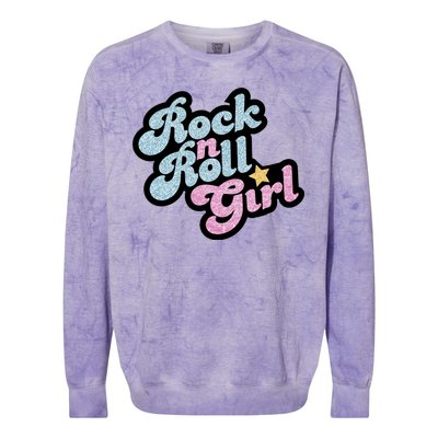 Rock N Roll Girl Cute Rockstar Concert Colorblast Crewneck Sweatshirt