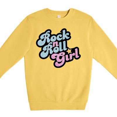 Rock N Roll Girl Cute Rockstar Concert Premium Crewneck Sweatshirt