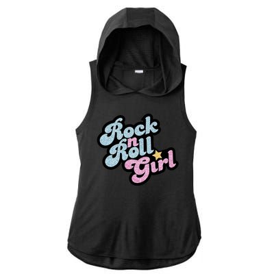 Rock N Roll Girl Cute Rockstar Concert Ladies PosiCharge Tri-Blend Wicking Draft Hoodie Tank