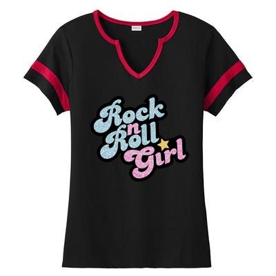 Rock N Roll Girl Cute Rockstar Concert Ladies Halftime Notch Neck Tee