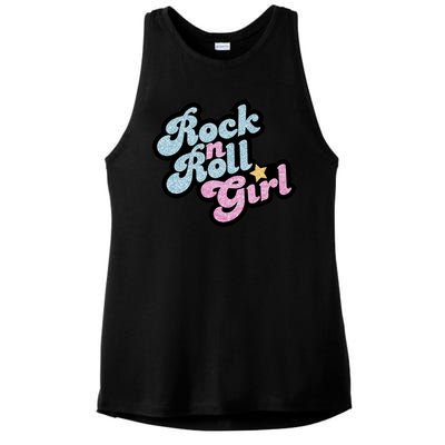 Rock N Roll Girl Cute Rockstar Concert Ladies PosiCharge Tri-Blend Wicking Tank