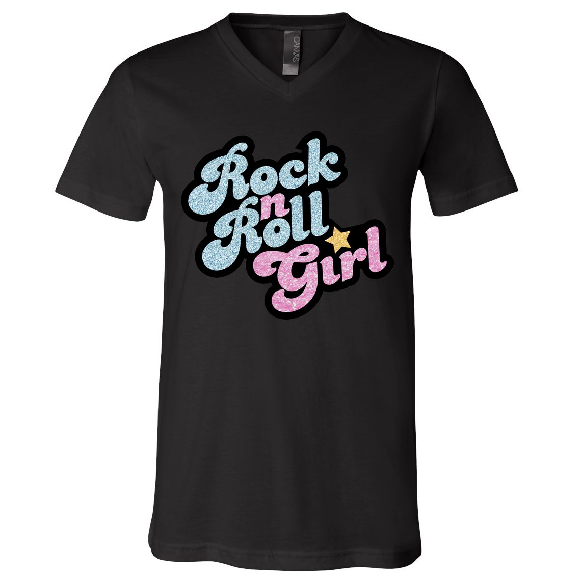 Rock N Roll Girl Cute Rockstar Concert V-Neck T-Shirt