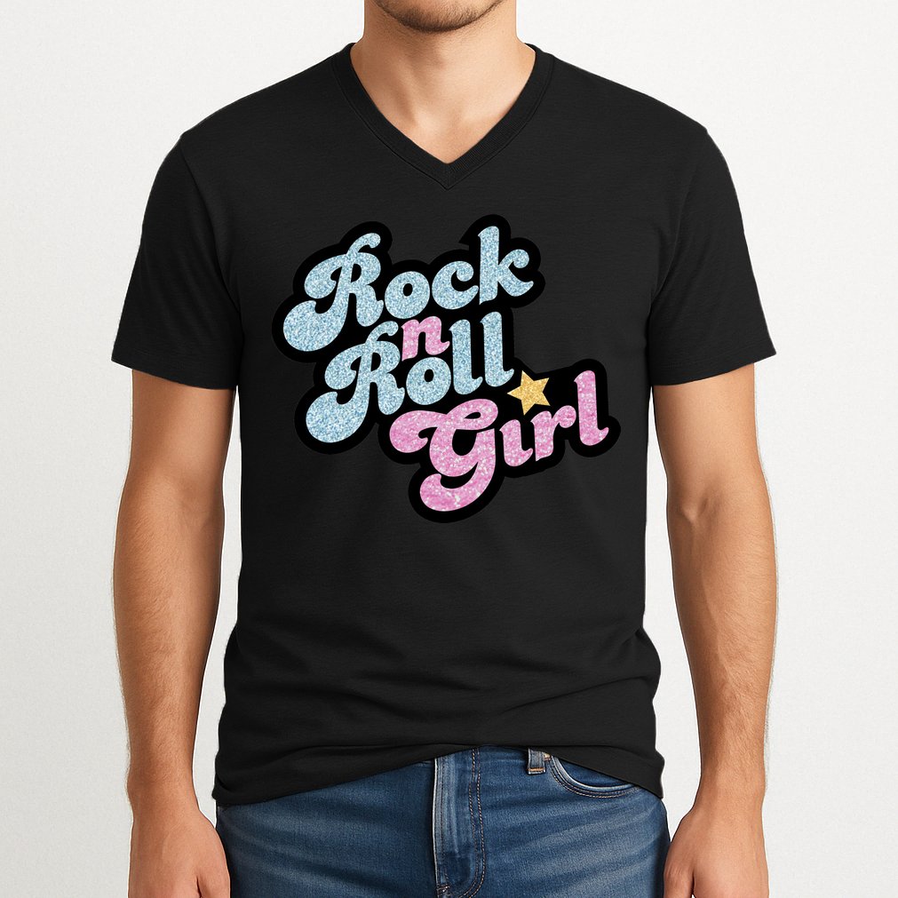Rock N Roll Girl Cute Rockstar Concert V-Neck T-Shirt