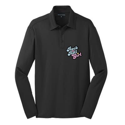 Rock N Roll Girl Cute Rockstar Concert Silk Touch Performance Long Sleeve Polo