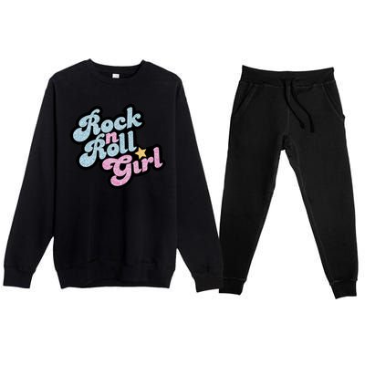 Rock N Roll Girl Cute Rockstar Concert Premium Crewneck Sweatsuit Set