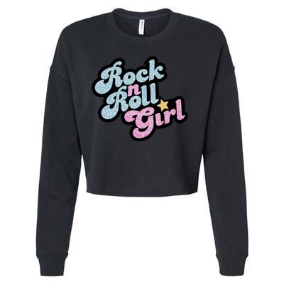Rock N Roll Girl Cute Rockstar Concert Cropped Pullover Crew
