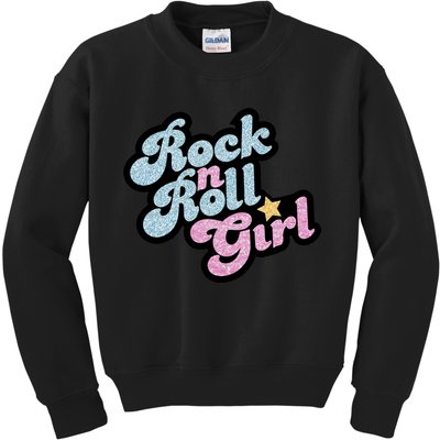 Rock N Roll Girl Cute Rockstar Concert Kids Sweatshirt