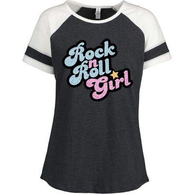 Rock N Roll Girl Cute Rockstar Concert Enza Ladies Jersey Colorblock Tee