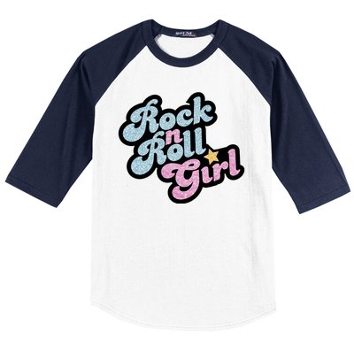 Rock N Roll Girl Cute Rockstar Concert Baseball Sleeve Shirt