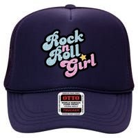 Rock N Roll Girl Cute Rockstar Concert High Crown Mesh Back Trucker Hat