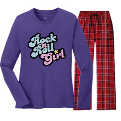 Rock N Roll Girl Cute Rockstar Concert Women's Long Sleeve Flannel Pajama Set 