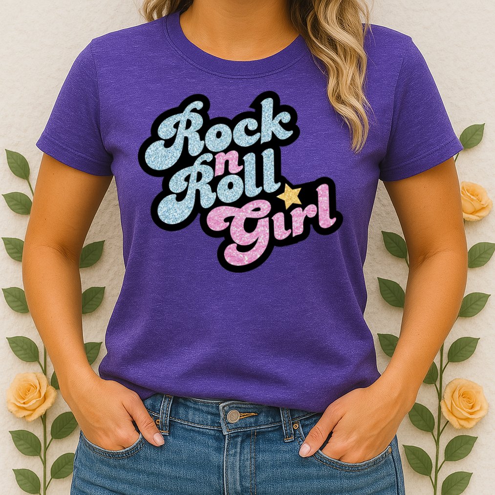 Rock N Roll Girl Cute Rockstar Concert Womens T-Shirt
