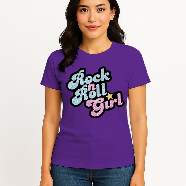 Rock N Roll Girl Cute Rockstar Concert Womens T-Shirt