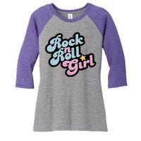 Rock N Roll Girl Cute Rockstar Concert Women's Tri-Blend 3/4-Sleeve Raglan Shirt