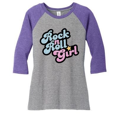 Rock N Roll Girl Cute Rockstar Concert Women's Tri-Blend 3/4-Sleeve Raglan Shirt