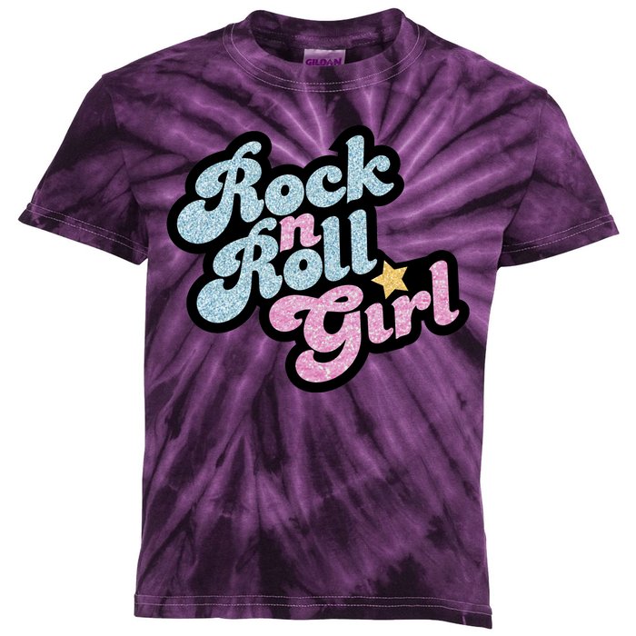 Rock N Roll Girl Cute Rockstar Concert Kids Tie-Dye T-Shirt