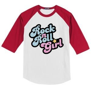 Rock N Roll Girl Cute Rockstar Concert Kids Colorblock Raglan Jersey