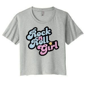 Rock N Roll Girl Cute Rockstar Concert Women's Crop Top Tee