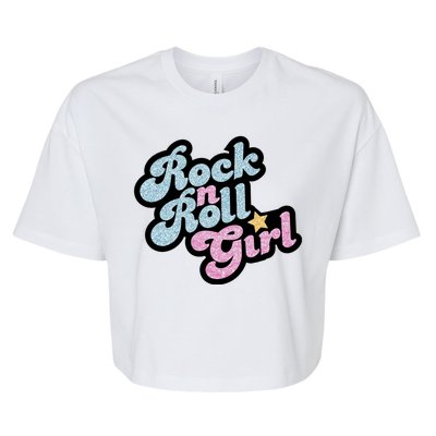 Rock N Roll Girl Cute Rockstar Concert Bella+Canvas Jersey Crop Tee