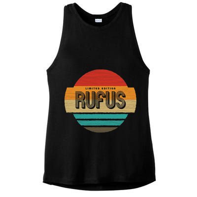 Rufus Name Retro Vintage Sunset Limited Edition Ladies PosiCharge Tri-Blend Wicking Tank