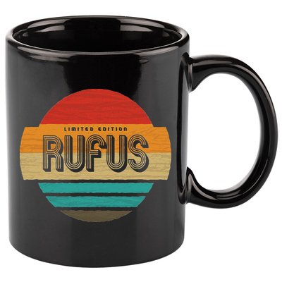 Rufus Name Retro Vintage Sunset Limited Edition 11oz C Handle Ceramic Mug
