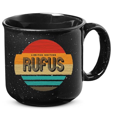 Rufus Name Retro Vintage Sunset Limited Edition 15oz Campfire Ceramic Mug