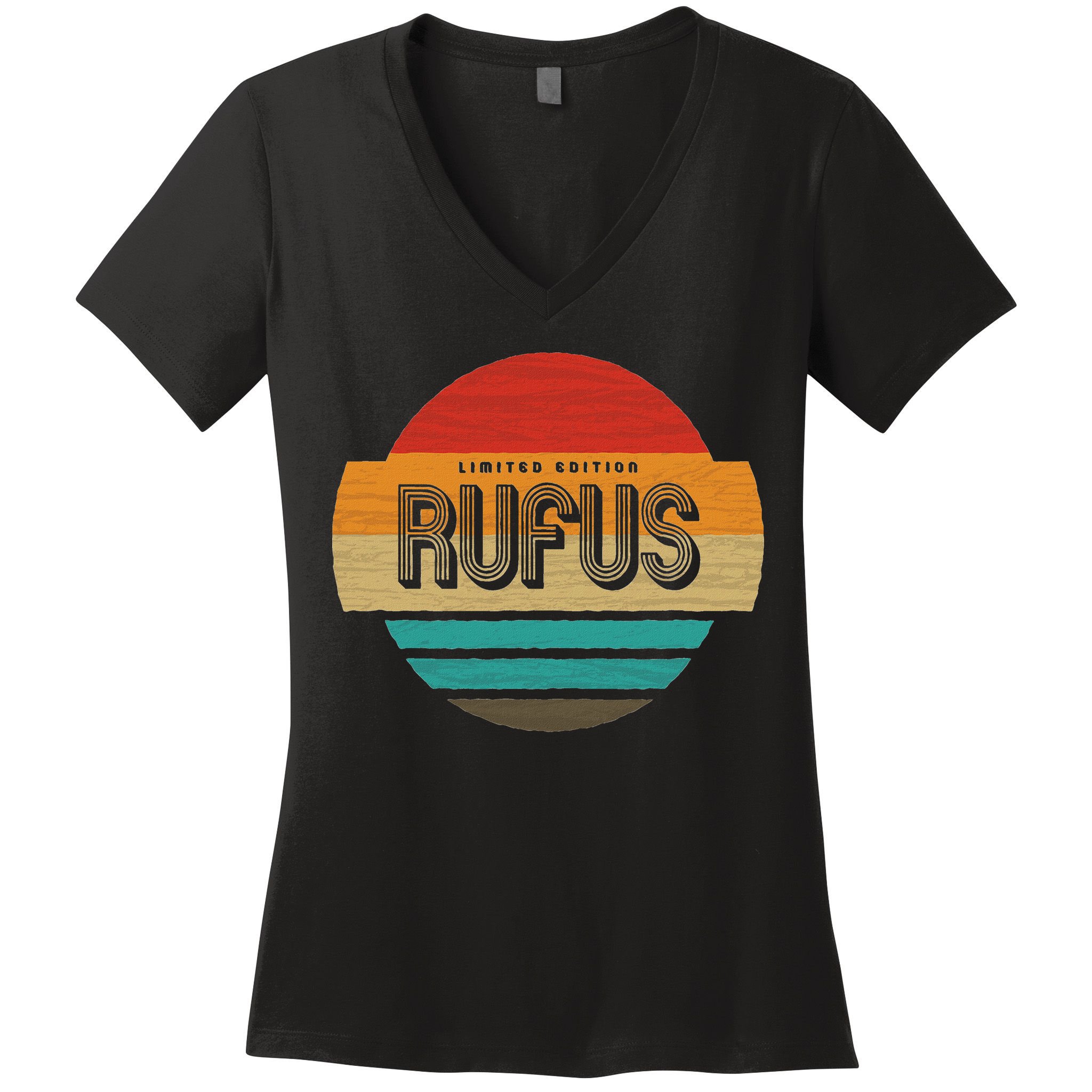 Rufus Name Retro Vintage Sunset Limited Edition Women's V-Neck T-Shirt