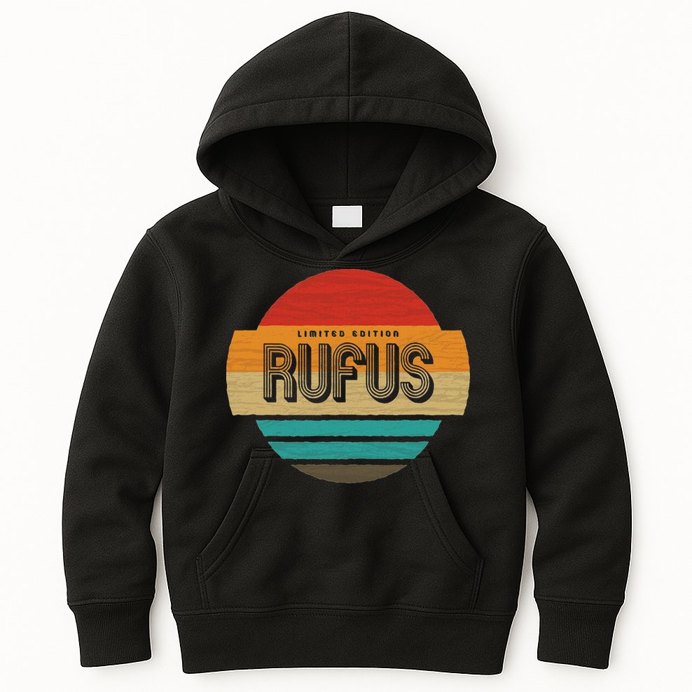 Rufus Name Retro Vintage Sunset Limited Edition Kids Hoodie
