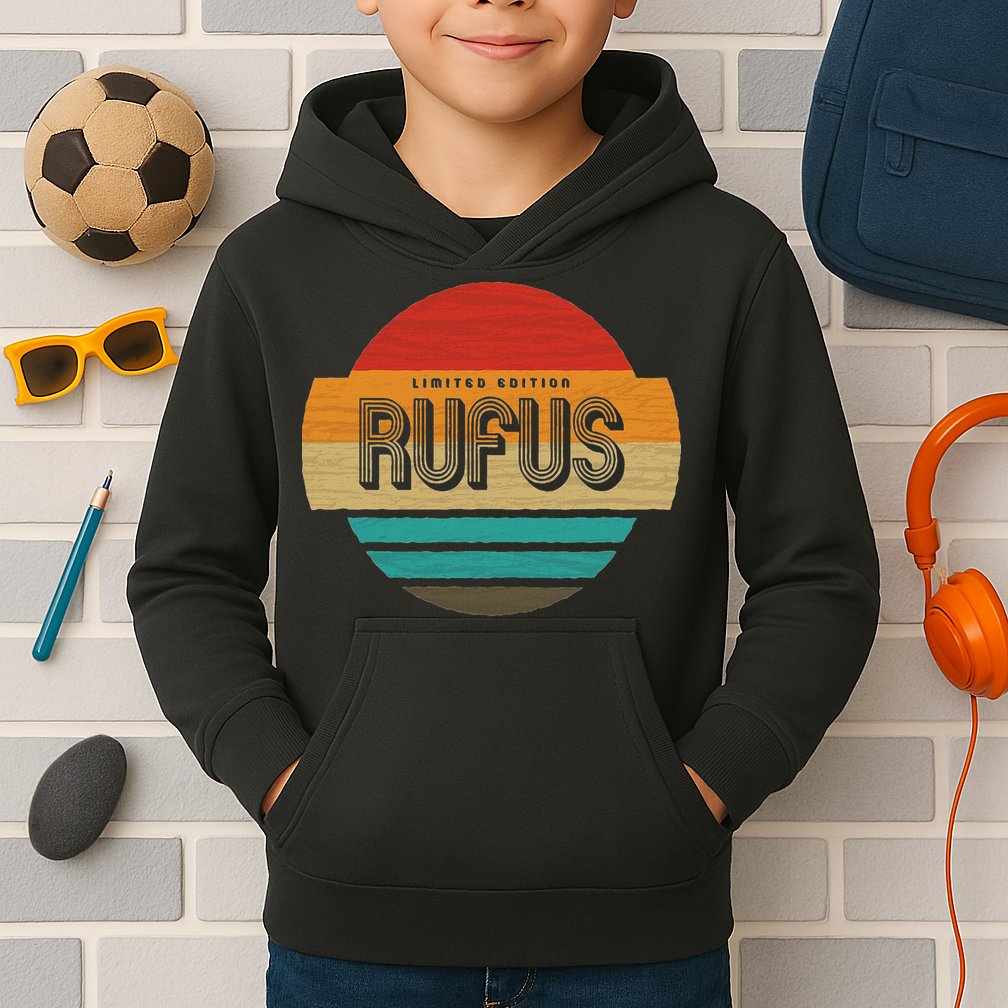Rufus Name Retro Vintage Sunset Limited Edition Kids Hoodie