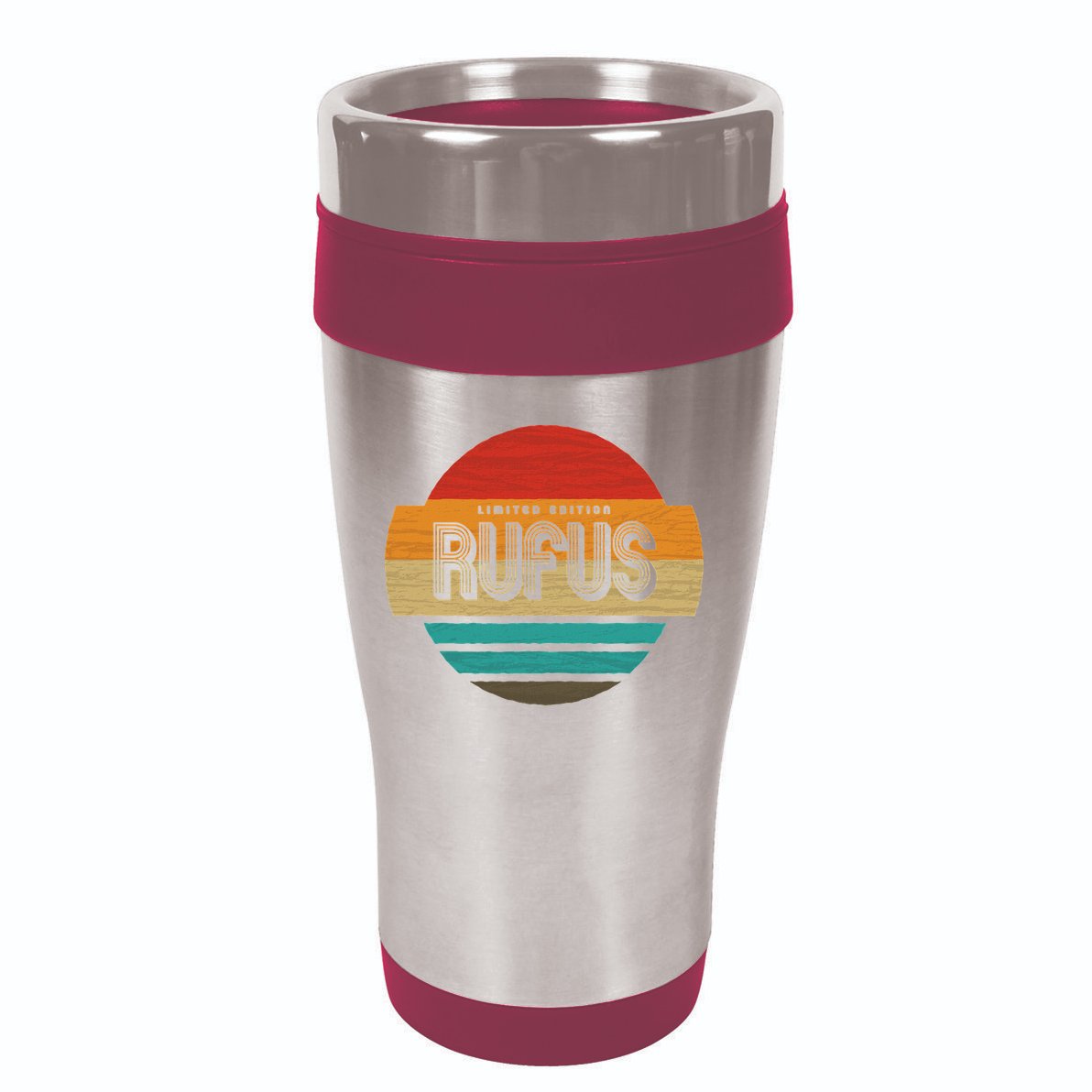 Rufus Name Retro Vintage Sunset Limited Edition 16oz Travel Tumbler