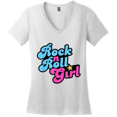 Rock N Roll Girl Halloween Costumes Women's V-Neck T-Shirt
