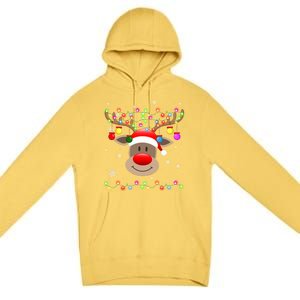 Red Nose Reindeer Snowflakes Chirstmas Lights Meaningful Gift Premium Pullover Hoodie