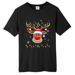 Red Nose Reindeer Snowflakes Chirstmas Lights Meaningful Gift Tall Fusion ChromaSoft Performance T-Shirt