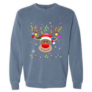 Red Nose Reindeer Snowflakes Chirstmas Lights Meaningful Gift Garment-Dyed Sweatshirt