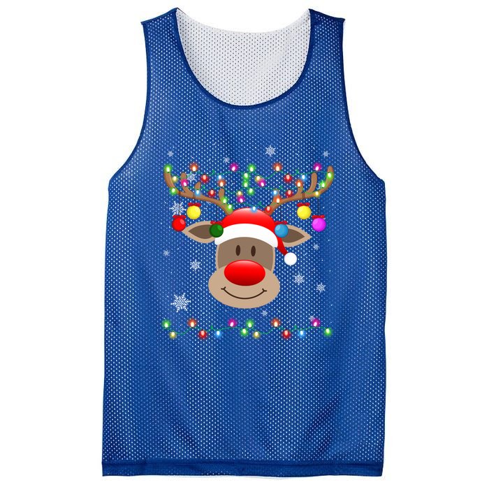 Red Nose Reindeer Snowflakes Chirstmas Lights Meaningful Gift Mesh Reversible Basketball Jersey Tank