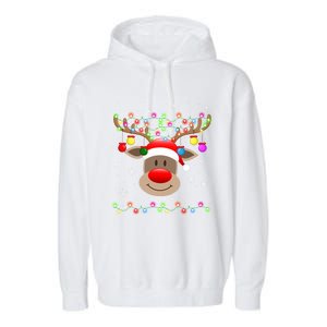 Red Nose Reindeer Snowflakes Chirstmas Lights Meaningful Gift Garment-Dyed Fleece Hoodie