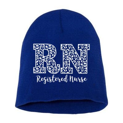 Registered Nurse RN Leopard Nursing School Nurse Graduation Short Acrylic Beanie