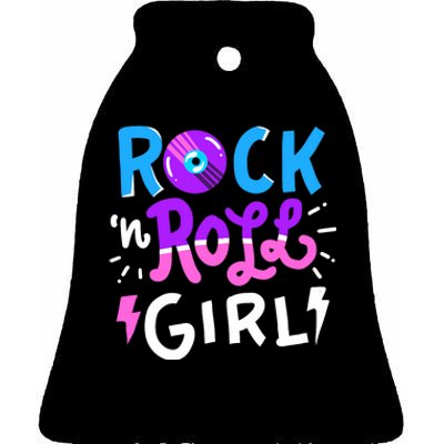 Rock N Roll Girl Music Ceramic Bell Ornament