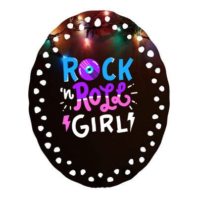 Rock N Roll Girl Music Ceramic Oval Ornament