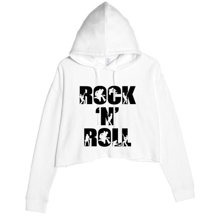 Rock N Roll Music Nothing But Rock & Roll 70S 80 90S Retro Crop Fleece Hoodie