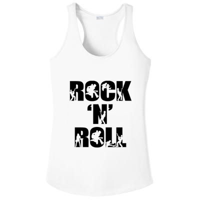 Rock N Roll Music Nothing But Rock & Roll 70S 80 90S Retro Ladies PosiCharge Competitor Racerback Tank
