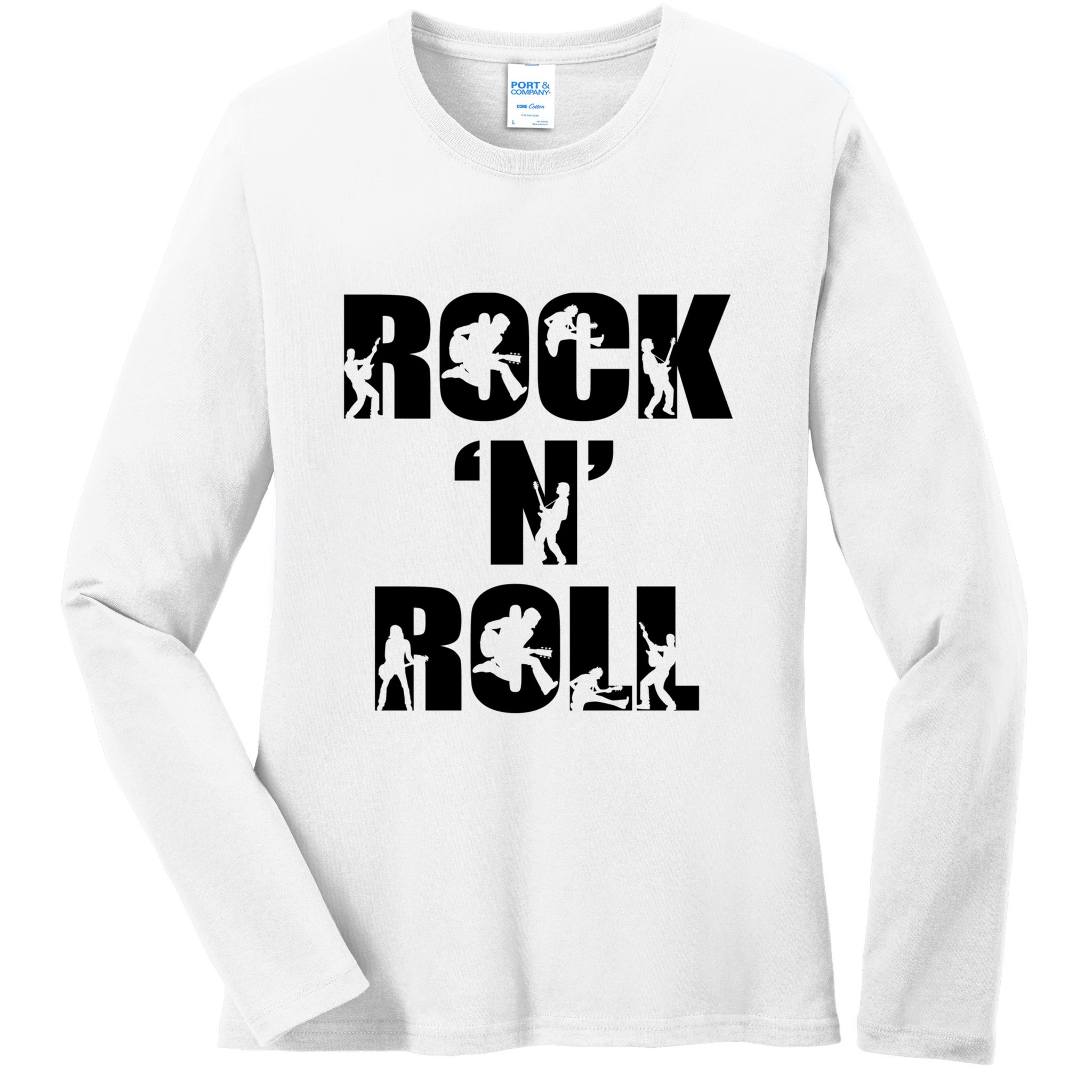 Rock N Roll Music Nothing But Rock & Roll 70S 80 90S Retro Ladies Long Sleeve Shirt
