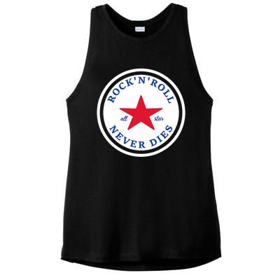 Rock N Roll Never Dies Rock And Roll All Star Music Ladies PosiCharge Tri-Blend Wicking Tank