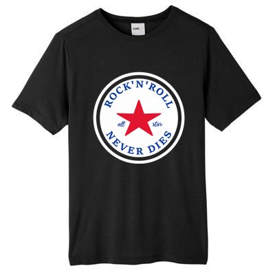 Rock N Roll Never Dies Rock And Roll All Star Music Tall Fusion ChromaSoft Performance T-Shirt