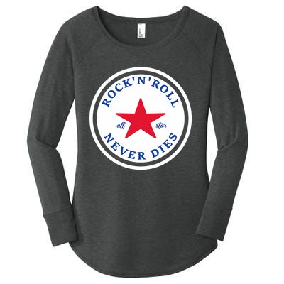 Rock N Roll Never Dies Rock And Roll All Star Music Women's Perfect Tri Tunic Long Sleeve Shirt