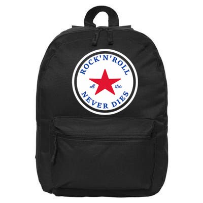 Rock N Roll Never Dies Rock And Roll All Star Music 16 in Basic Backpack